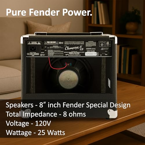 Fender Champion II 25-Watt Guitar Combo Amplifier Bundle with Instrument Cable, Picks, and Austin Bazaar Instructional Video