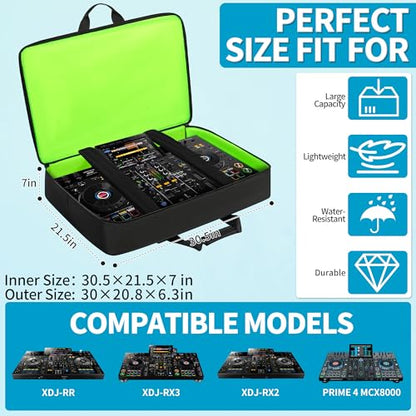 IBVIVIC DJ Controller Storage Bag Case Fits for XDJ-RX2/XDJ-RX3/DDJ-REV5 | Fits for DDJ-REV7/Denon DJ Prime 4/MCX8000 Padded DJ Travel Carrying Bag - size: XDJ-RX3/RX2