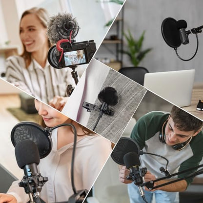 MECCANIXITY Microphone Cover Mini Furry Windscreen Foam Mic Sponge 8mm with Black Cap for 0.5 to 1.2mm Microphone 1 Set - color: Black, size: 8mm