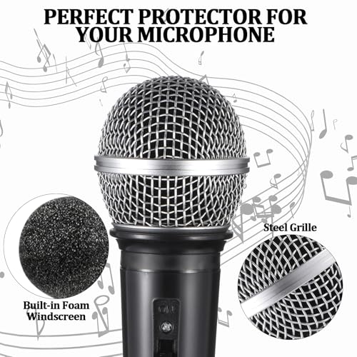 Microphone Head Replace Microphone Cover Microphone Windscreen Microphone Pop Filter Microphone Ball Head Mesh with Inner Foam Microphone Replacement Grille for Shure Sm58, 2 Pcs, Silver
