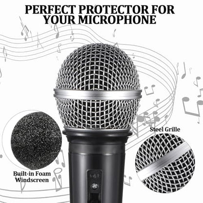 Microphone Head Replace Microphone Cover Microphone Windscreen Microphone Pop Filter Microphone Ball Head Mesh with Inner Foam Microphone Replacement Grille for Shure Sm58, 2 Pcs, Silver