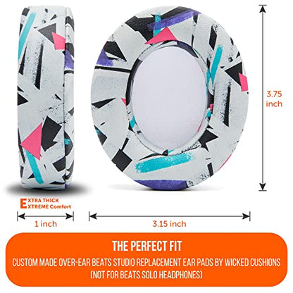 WC PadZ Studio 2 & 3 - Ear Pads for Beats Studio 2, 3 Wired & Wireless | Made by Wicked Cushions | Does NOT Fit Beats Solo (B0501, B0500). PU Leather, Enhanced Foam & Stronger Adhesive | 90's White - color: 90's White