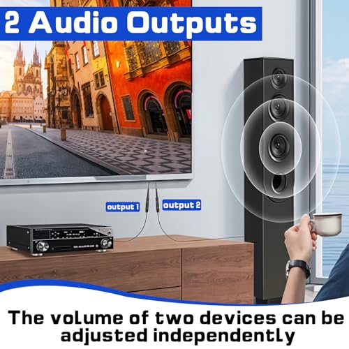 1 in 2 Out Digital Fiber Optic Optical Audio Splitter | 1 Male Input 2 Female Output, Supports LPCM/DTS, Compatible with Xbox, PS5, TV Box, Home Theatre