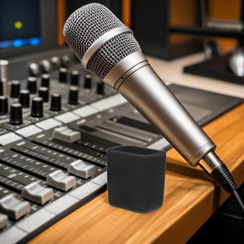2pcs Black Square Microphone Foam Cover 10mm Thick Windshield