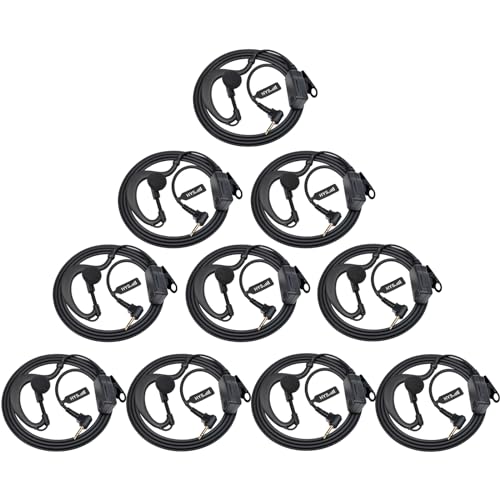 HYS Soft Rubber G Shape Earhook Radio Earpiece, Tactical 2-Way Radio Headset for Motorola Walkie Talkie T200TP T260 T100 T100TP T402 T460 T465 T600 T605 T800 Talkabout Radio - size: 10pcs