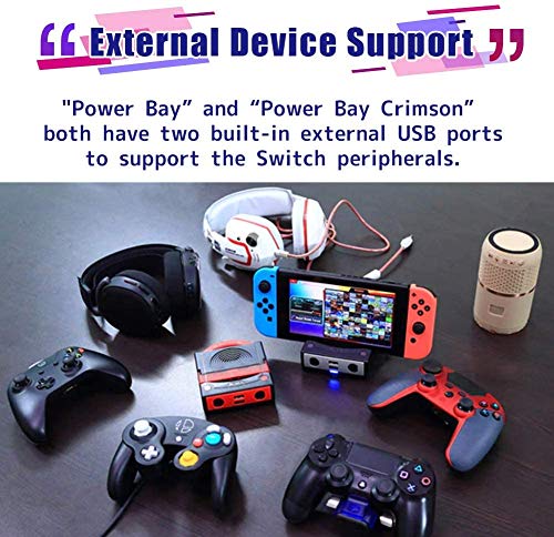 Brook Power Bay Crimson - Portable and Fast Charging Dock Stand, Docking Station for NS, Compatible with NS and GC Controllers, Support HDMI Out Put