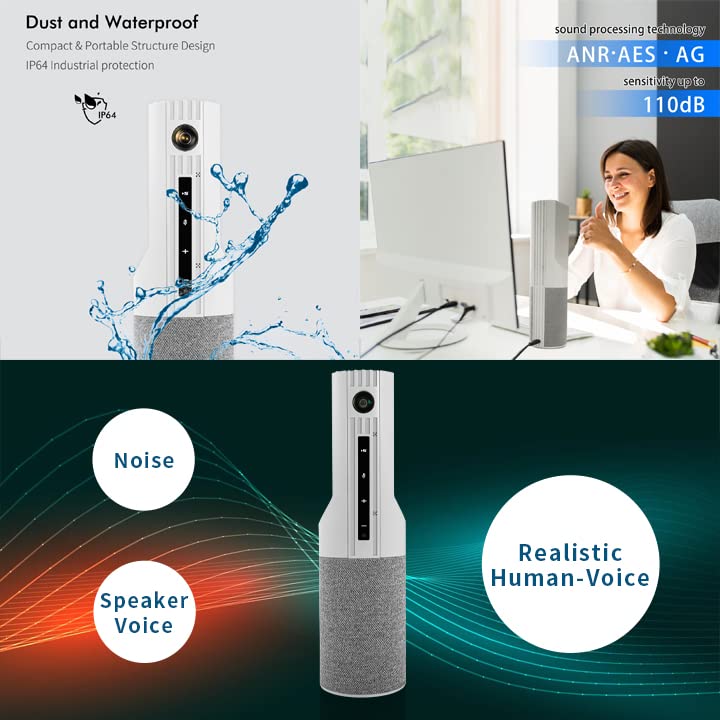 Conference Webcam w/Microphone&Speaker for HD 1080P Video Call, All-in-1 Ultra Wide-Angle 110° Camera, 19ft Voice Pickup, AI Noise-Cancel, USB Plug&Play&Power, Speakerphone&Cam Meeting System