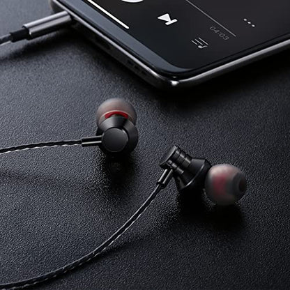 Empsun Wired Earbuds Headphones with Microphone Stereo Bass Earphones Noise Isolation in-Ear Headset Compatible with All Smartphones Tablets iPod IPad MP3 Player That with 3.5 mm Interface(Black) - color: Black
