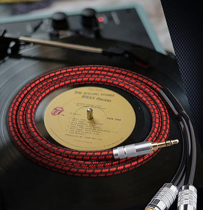 Audiophile High Purity Copper Audio Cable 3.5mm Male to 2 RCA/Phono Male Audio Auxiliary Gold-Plated Stereo HiFi Y Splitter Adapter Cable (Straight 3.5mm to 2 RCA, 3.2ft/1m) - size: 3.2 ft, style: Straight 3.5mm to 2 RCA