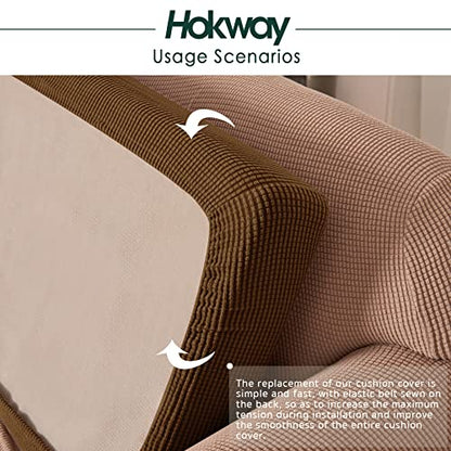 Hokway Stretch Couch Cushion Slipcovers Reversible Cushion Replacement Slipcovers Sofa Cushion Covers(Brown, 2 Pieces) - color: Brown, size: Small (2 Pieces)