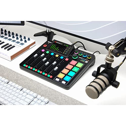 Rode RODECaster Pro II Audio Production Studio Bundle with 2x Zoom ZDM-1 Podcast Mic Packs, StreamEye Adjustable Boom Arms, 32GB microSD Card and StreamEye Polishing Cloth