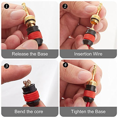 WGGE WG-008 24K Gold Safety Connector Banana Plugs (5 Pairs (10 Plugs)) - size: 5 Pairs (10 plugs )