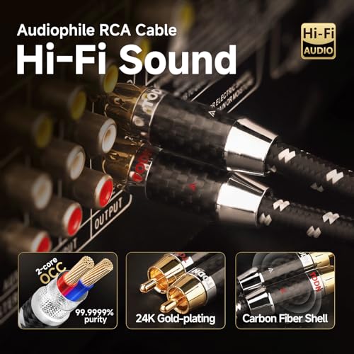 TODN 1.5m(5피트) RCA 케이블 오디오 애호가 OCC 듀얼 차폐 HiFi 홈 오디오용 | 듀얼 차폐, 소음 감소, RCA to RCA, 24K 금 도금, L/R 채널, 턴테이블/앰프/CD/Hifi 스테레오 시스템용 - color: OCC-MAX Plus, size: 4.9ft/1.5m