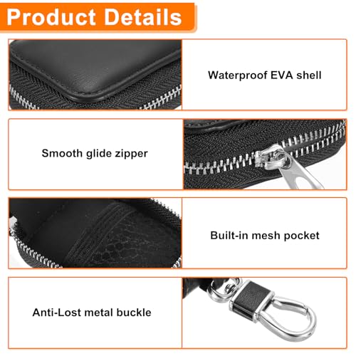 HARFINGTON Earbuds Cases, Earphone Case Holder, PU Leather Ear Buds Case Zipper Organizer Small with Mesh Pocket for USB Cable, Wireless Wired Earphones, Black - color: Black