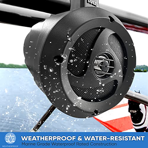 2-Way Waterproof Bluetooth Off-Road Speakers - 4" 900W Active Passive Marine Grade Wakeboard Tower Speakers System w/AUX, Full Range Outdoor Stereo Speaker for ATV/UTV Jeep Boat - Pyle PLUTV40BTA - style: Marine-900W