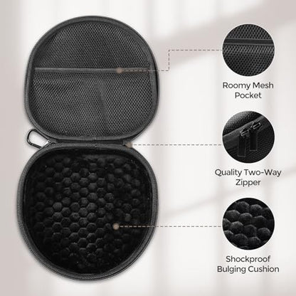 ProCase AirPods Max & AirPods Max 2 Travel Case with Sleep Mode Cover | Shockproof EVA Shell with Soft Lining, Mesh Pocket, Hand Strap & Carabiner for Travel - Black - color: Black, size: Sleep Mode Version