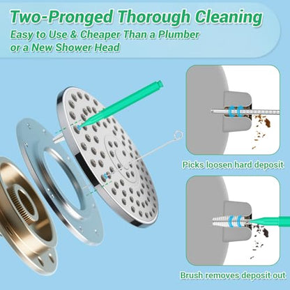 MAPVOLUT 51-in-1 Shower Head Cleaner Kit & Straw Cleaning Brushes Set - Unclog Nozzles, Holes, Stanley Cups, Sippy Bottles, Printers, Faucets - 35 Brushes, 10 Steel Picks, 5 Straw Brushes (3 Colors) - color: Orange+green+blue