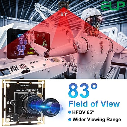ELP H.264 1080P USB Camera Module with Microphone 2.8mm Wide Angle Webcam | FHD PC Camera for Computer & Laptop, UVC USB2.0 Lightburn Camera for Laser, Home Security, Embedded Machine Vision, Robotics - size: 2.8mm lens