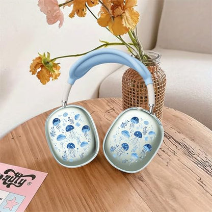 Cute Sea Jellyfish Clear Case for Airpods Max Headphones Cartoon Ocean Soft TPU Ear Cups Cover Anti-Scratch Silicone Ear Pad Protective Case Unique Headband Cover for Apple Airpods Max - color: Jellyfish 03