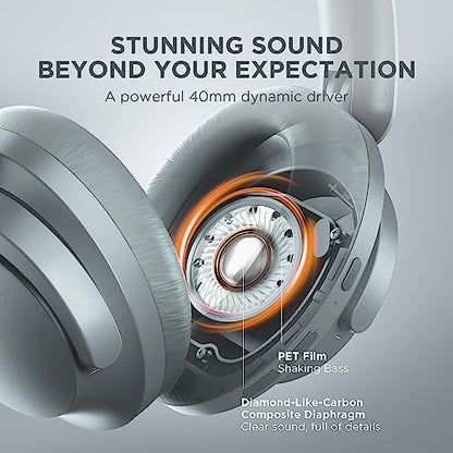 1MORE SonoFlow Active Noise Cancelling Headphones, Bluetooth Headphones with LDAC for Hi-Res Wireless Audio, 70H Playtime, Clear Calls, Preset EQ Via App, Silver