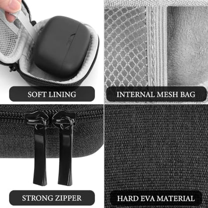 Geekria Shield Earbuds Case Compatible with JBL Vibe Beam 2/Buds 2, Tune 130NC/230NC/Flex, Replacement Hard Shell Travel Carrying Bag with Carabiner Clip (Dark Grey)
