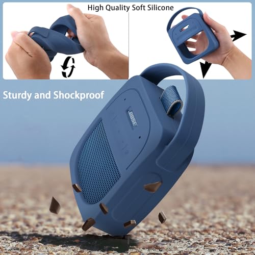 for Bose New SoundLink Micro 2nd Gen Portable Speaker Silicone Case, Blue | 1:1 Molded Fit, Shock Absorption, Metal Carabiner, Flexible Carry Handle, Anti-Slip Texture, Elastic Recovery - color: Blue Case