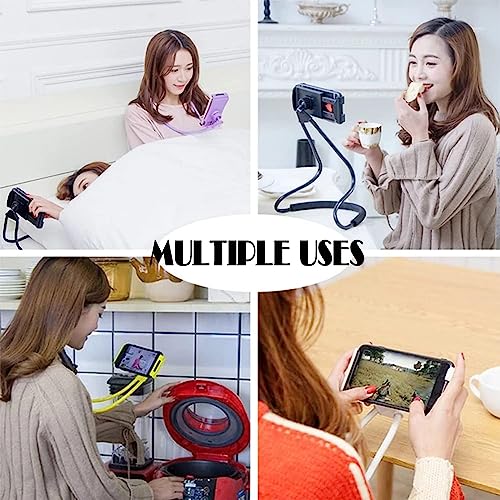 Neck Cell Phone Holder for Desk Bed,Bike and Motorcycle Phone Mount,Lazy Bracket Mobile Phone Stand Holder (Pink) - color: Pink