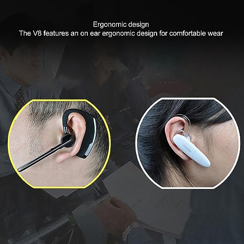 ASHATA Legend Bluetooth Headset V5.0, Single Ear Bluetooth Earpiece with Noise Canceling Mic, Ergonomic Hands Earphones, Connect to Mobile Tablet via Bluetooth, ASHATAn65gcgrxmq
