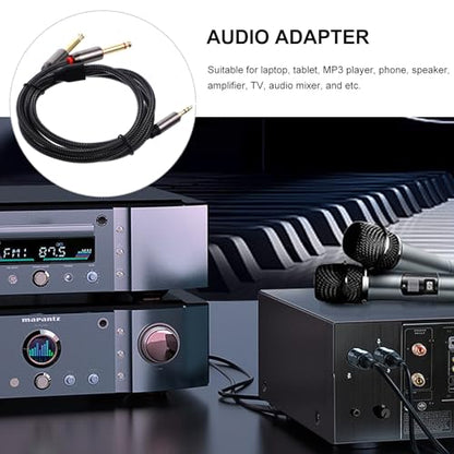 KALLORY 3.5mm to Dual 1/4 Inch Mono Audio Splitter Cable 1m Y-Splitter Compatible with CD Players Multimedia Speakers Home Stereo Systems Black