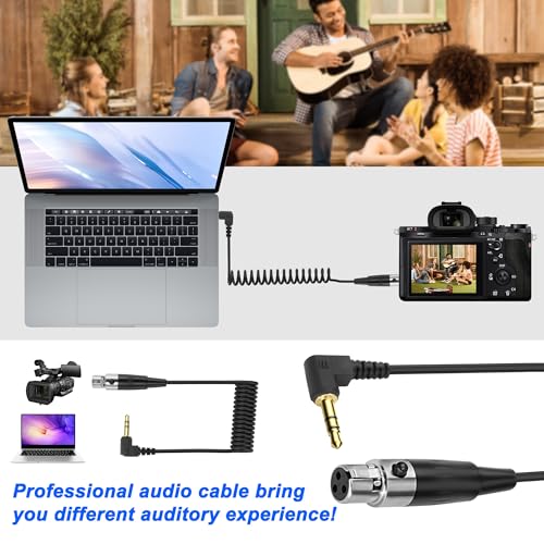 XMSJSIY Mini XLR to 3.5mm Stereo Audio Cable 90 Degree Right Angle 1/8" TRS | to Mini XLR 3 Pin Female Headphone Spring Audio Coiled Cord for MP3 Players, Phones, Laptops - 0.5m /1.65 ft - style: Mini XLR 3 PIN