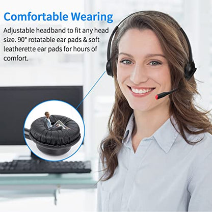 USB Headset with Mic for PC Computer Laptop Headphones with Noise Cancelling Microphone in-line Control for Home Office Online Class Teams Zoom - size: H360B