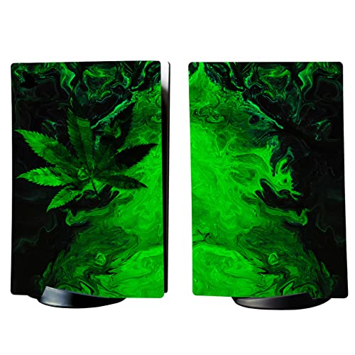 PlayVital Green Leaf Full Set Skin Decal for ps5 Console Digital Edition, Sticker Vinyl Decal Cover for ps5 Controller & Charging Station & Headset & Media Remote - color: Green Leaf