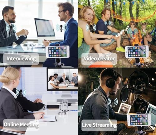 Wireless Microphone for iPhone/Android/PC/Tablets,Wireless Lavalier Microphone with USB-C/Lightning Plug, Video Recording - Clip on Microphones for YouTube Tiktok Podcast Vlogging