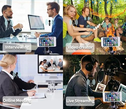 Wireless Microphone for iPhone/Android/PC/Tablets,Wireless Lavalier Microphone with USB-C/Lightning Plug, Video Recording - Clip on Microphones for YouTube Tiktok Podcast Vlogging
