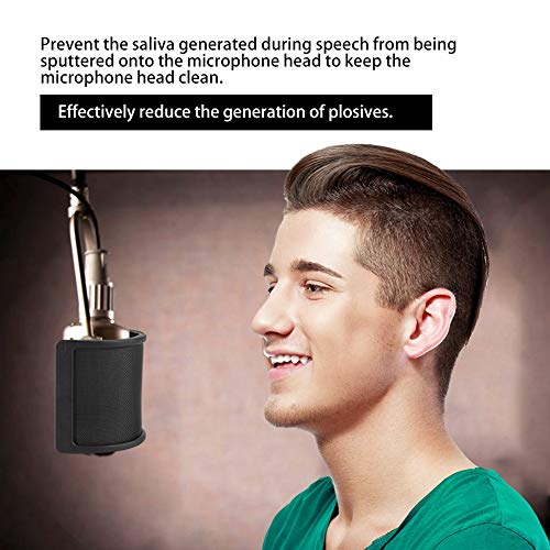 Double Layer U-Shape Microphone Anti-Pop Mask with Iron Design for Studio Use for MK-F600TL, BM-700, BM-900