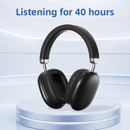BT1638 Over-Ear Wireless Headphones, Premium Padded Headband, Champagne USB-C Charging, Bluetooth Headphones， Long Endurance Flight of up to 40 Hours，Fashionable and Colorful (Black) - color: Black