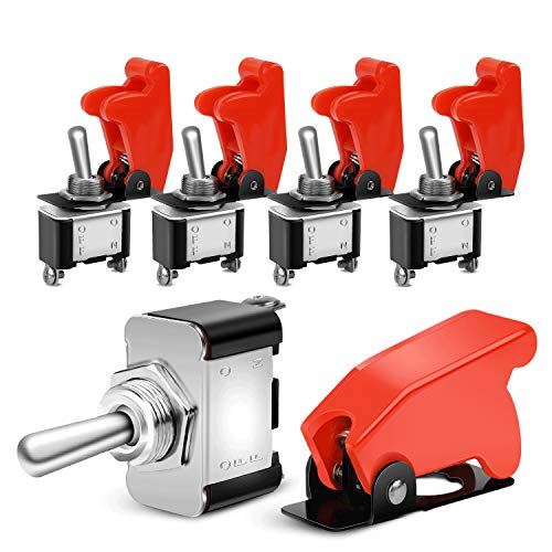 Nilight 90014E Heavy Duty Rocker Toggle Switch 12V 20A Red Cover SPST ON/Off 2Pin Car Truck Boat-5 Pack - color: 5PCS Switch w/Red Cover