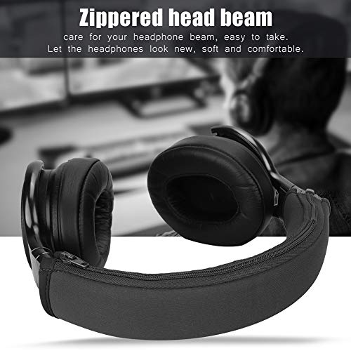 Semme Replacement Headset Earphone Cushion Headband Pad Cover for Iron M50 Soft Protein Skin Zippered Design for Noise Reduction Slip Comfort (Black) - color: Black