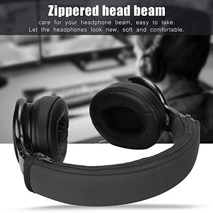 Semme Replacement Headset Earphone Cushion Headband Pad Cover for Iron M50 Soft Protein Skin Zippered Design for Noise Reduction Slip Comfort (Black) - color: Black