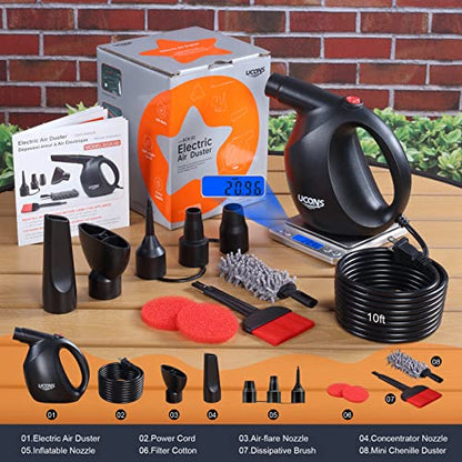 Electric Air Duster for Electronics, 500W 31m/s High-Powered Keyboard Cleaner - Reusable Cordless Air Blower with Anti-Static Brush, 70% Quieter Than Compressed Air Cans