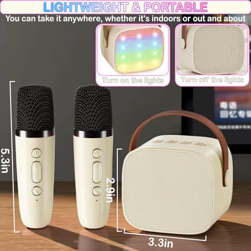 Mini Karaoke Machine for Kids & Adult, 4-12 Years Old Girls Christmas Birthday Gift, Karaoke Toys Gifts for Girls Ages 4, 5, 6, 7, 8, 9, 10, 12 +Year Old Birthday Party Beige - color: Beige