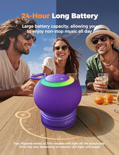 dbsono Bluetooth Shower Speaker, Removable Suction Cup, IPX7, Dark Purple