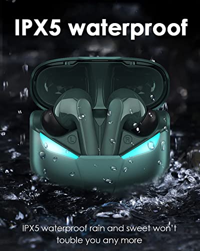 Gaming Earbuds True Wireless Bluetooth 5.1 Gaming Ear Buds with Microphone Deep Bass Hi-Fi Stereo Earbuds 45ms Ultra Low Latency Music Gaming Dual Modes Earphones Waterproof Headphones for PC Laptop