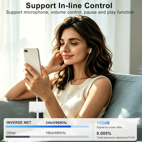USB C to 3.5mm Audio OTG Adapter with 60W PD Fast Charging | 3 in 1 USB C headphone Splitter for iPhone 17/16/15 Sam-sung Galaxy S25/S24/S23 Ultra S21/S20 iPad Pro Laptops