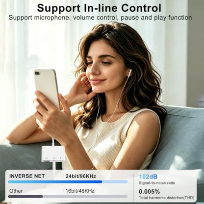 USB C to 3.5mm Audio OTG Adapter with 60W PD Fast Charging | 3 in 1 USB C headphone Splitter for iPhone 17/16/15 Sam-sung Galaxy S25/S24/S23 Ultra S21/S20 iPad Pro Laptops