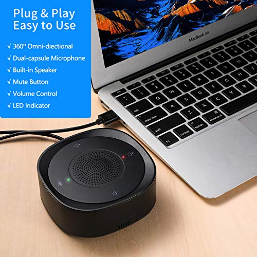 USB Speakerphone Microphone, Conference Speaker Omnidirectional Computer Mic, with 360º Voice Pickup, Touch-Sensor Buttons for Mute/unmute, Streaming, Call Speaker Skype, Webinar, Interview -(JV801) - size: JV801
