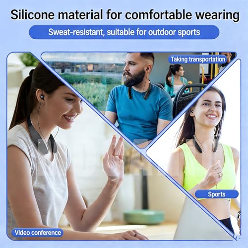 Bluetooth Neckband Headphones, Wireless Foldable Earbuds with Retractable Earbud Cords, 18H Talk Time Stereo Sound, Sweatproof Lightweight in-Ear Earphones for Running, Gym, Travel