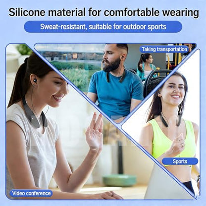 Bluetooth Neckband Headphones, Wireless Foldable Earbuds with Retractable Earbud Cords, 18H Talk Time Stereo Sound, Sweatproof Lightweight in-Ear Earphones for Running, Gym, Travel