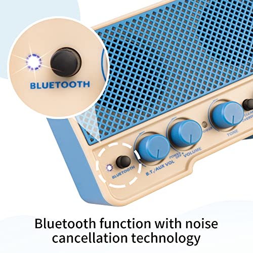 JOYO 5W Mini Guitar Amp Portable Electric Guitar Practice Amplifier with Bluetooth 5.0, Clean/Overdrive Channels, Rechargeable Battery, AUX & Headphone Out (JA-02 II Blue) - color: Blue