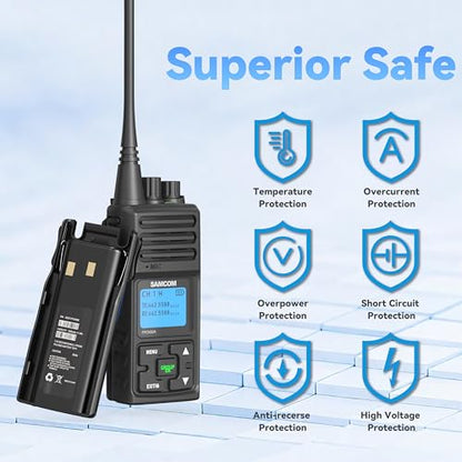SAMCOM Upgraded Frequency FPCN30A Walkie Talkies for Adults Long Range | with Earpiece 24-Hour Battery Life,Programmable, 5W High Power, Dual PTT, Group Call, for Business Construction,2Pack